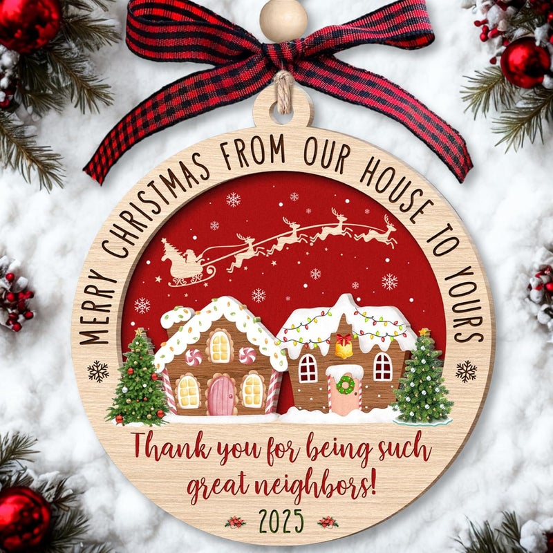 SUCHAGIFT Neighbor Christmas Ornaments - Neighbor Ornament - Gifts for Neighbors, Neighborhood Gifts - Christmas Ornaments for Neighbors, Friends - Wood Hanging Ornament 2025 - Image 1